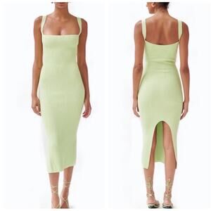 Ronny Kobo‎ Ribbed Tank Dress in Butterfly Green Size Large Fitted Silhouette
